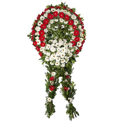 Samsun Çiçekçi Kırmızı Beyaz Gerbera Cenaze Çelengi