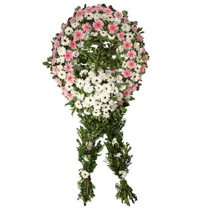 Samsun Çiçekçi Pembe Beyaz Gerbera Cenaze Çelengi