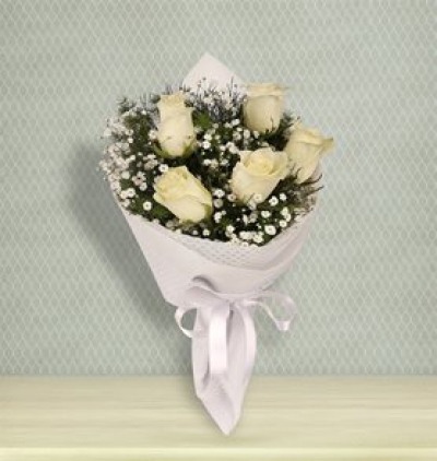 19 beyaz gül buketi Çiçeği & Ürünü 5 Beyaz Gül Buketi 